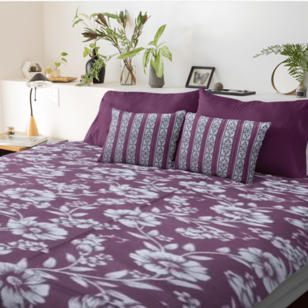 Mauve Bouquet Bed Sheet